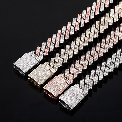 Mens New Bling 14mm Flooded Iced Close Cut Micro Pave Designer Cuban Box Clasp Chain