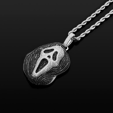 New Fashion Flooded Ice Dead Zone Scream Mask Hip Hop Pendant Chain Necklace