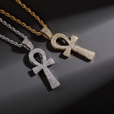 Key Of Life Ancient African Egyptian Ankh Cross Hip Hop Pendant chain Necklace