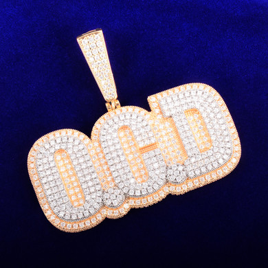Custom Flooded Ice 2 Layer AAA Micro Pave 18k Gold Cuban Link Chain Pendant