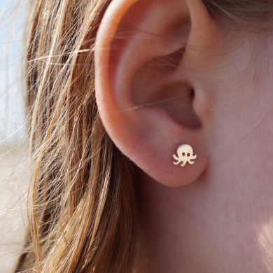 14k Gold Silver Rose Gold Over Stainless Steel Baby Octopus Boho Earrings