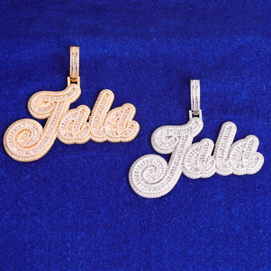 Iced Blinged Out Baguette Personalize Custom Initial Letter Hip Hop Chain Pendants