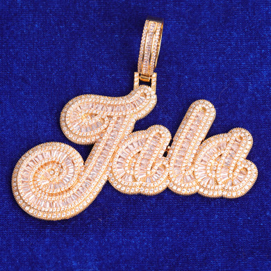 Iced Blinged Out Baguette Personalize Custom Initial Letter Hip Hop Chain Pendants