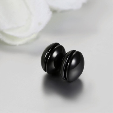 Black Oil Drop Stainless Steel Double Sided Magnet Magnetic Earrings
