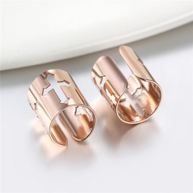 Rose Gold Black Silver over Solid Stainless Steel Cross Cartilage Cuff Earrings