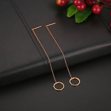 Womens Unique Design Long Fringed Dangling Stainless Star Circle Earrings