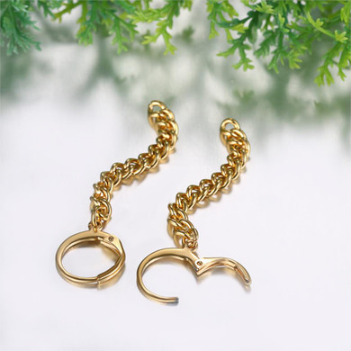 Stainless Steel High Fashion Hoop Tassel Dangling Earrings