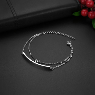 Ladies Double Layer Silver Pearl Bead No Fade Stainless Steel Unique Fashion Bracelets