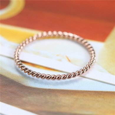 Ladies Classic Dainty No Tarnish Rose Gold over Stainless Steel Rope Rings