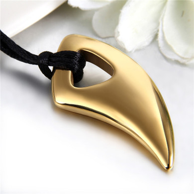 Mens No Fade Stainless Steel Wolf Tooth Leather Cord Pendant Chain Necklace