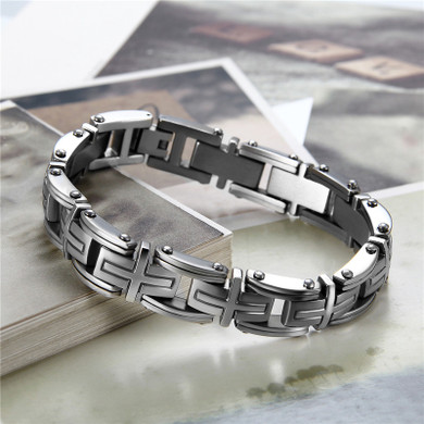 Mens Stainless Steel No Fade Byzantine Cross Link High Fashion Bracelet