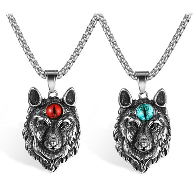 Mens Dominant Alpha Male Eye Of The Wolf No Fade Stainless Steel Pendant