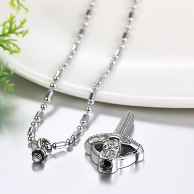 Mens No Fade Stainless Steel Cross Opening Flask Ashes Pendant Chain Necklace
