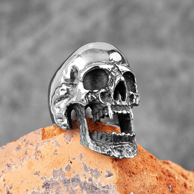 Mens Stainless Steel Screaming Demon Hell Skull Street Wear Rings