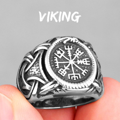 Men's No Fade Stainless Steel Celtic Knot Viking Trident Street Wear Rings