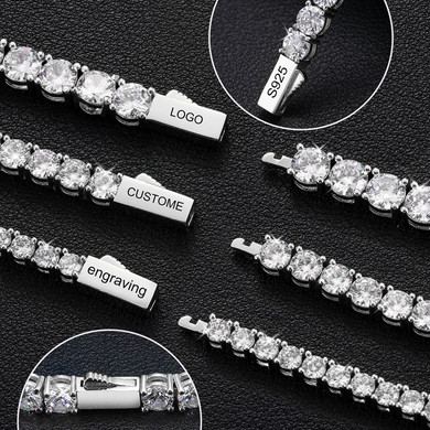 Genuine VVS Diamond Street Wear Casual Flooded Ice Tennis Chain Necklaces Bracelets