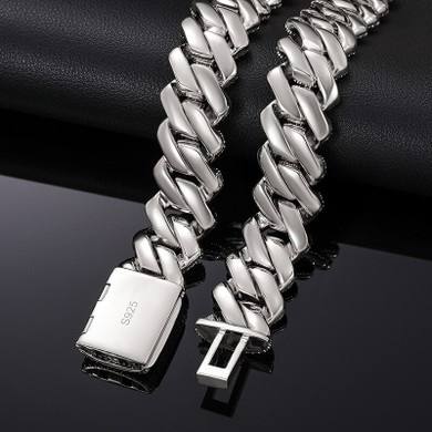 Mens VVS Simulate Diamond  3 Row Solid 925 Sterling Silver Miami Cuban Link Bracelet Chain Necklace