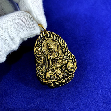 14k Gold Black Accents Buddhism Bodhisattva 316L Stainless Steel Buddha Pendant