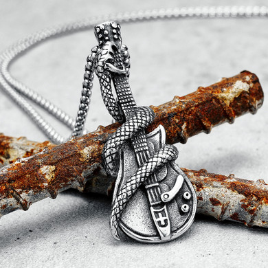 Heavy Metal | Solid No Fade Stainless Steel Snake Guitar Rock Legend Pendant 