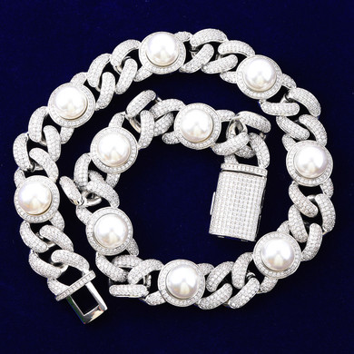 The  Cuban Pearl | Hip Hop 24k 925 Silver Rose Gold Designer Chain Necklace
