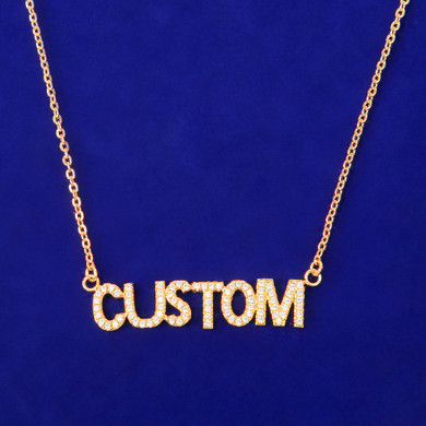 Classic Nameplate | Iced Prong Set Blinged Out Custom Made Initial Letter Necklace