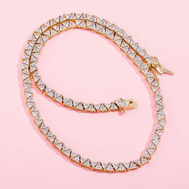 Trillion Cut | 5mm VVS Diamond CZ Iced Blinged Out Tennis Chain Necklace
