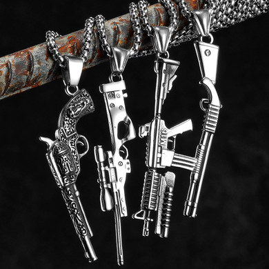 Locked Loaded | 316L Stainless Steel Hip Hop Chain Street Wear Gun Series Pendants 