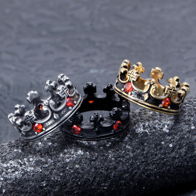 Royal Crown | 316L No Fade Stainless Steel Retro CZ Stone Fashion Street Wear Rings