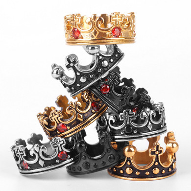Royal Crown | 316L No Fade Stainless Steel Retro CZ Stone Fashion Street Wear Rings