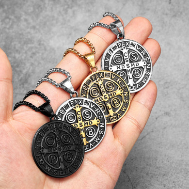 St.Benedict | 316L No Fade Stainless Steel Exorcism Powerful Spiritual Amulet Pendant