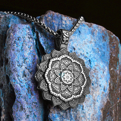 Lotus | Stainless Steel Buddhism Mandala Flower Amulet Spiritual Pendant