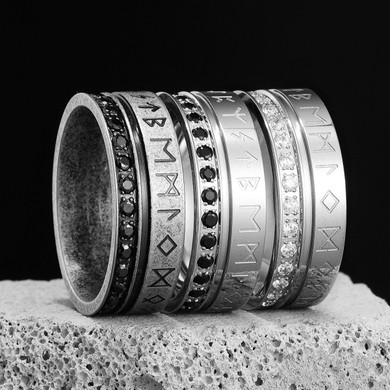 The Viking | No Fade Solid 316L CZ Stone Stainless Steel Street Style Rings