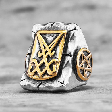 The Devil's Collection |  316L Solid Stainless Steel Lucifer Satan Pentagram Rings
