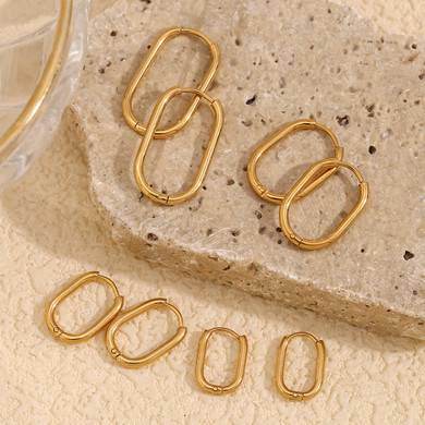 Women's 18k Gold U-Shape Stainless Steel Tarnish Free Fashion Bling Earrings