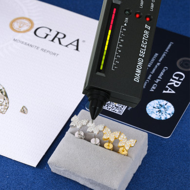 Sterling Silver Mini Butterfly Stud Moissanite Diamond Bling Earrings 