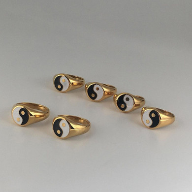 18k Gold Stainless Steel Timeless Classic Ying Yang Balance Waterproof Rings 