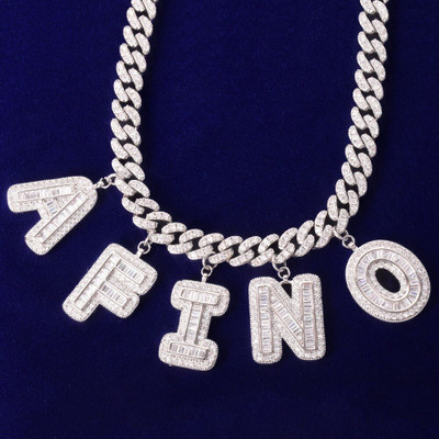 Wear Your Name On Your Neck By Opting For Custom Letter Cuban Chain Adorned With Baguette Stones