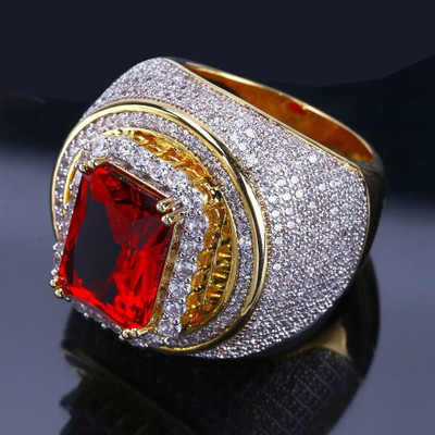Add Buzz To The Bling With The Reddest Ruby Ring Encased In Glittering Lab Diamonds!