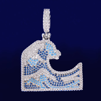 Ride the Wave of Style with the Great Wave Off Kanagawa Iced Inspirational Bling Pendant