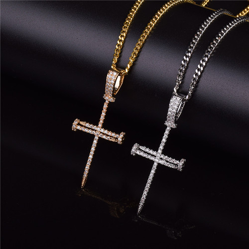 Jesus Iced Out Nail Cross Pendant