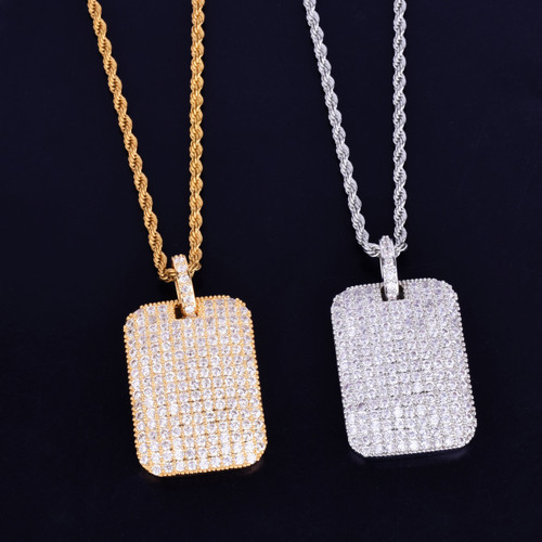 24k Gold .925 Silver Square Ice Hip Hop Pendant