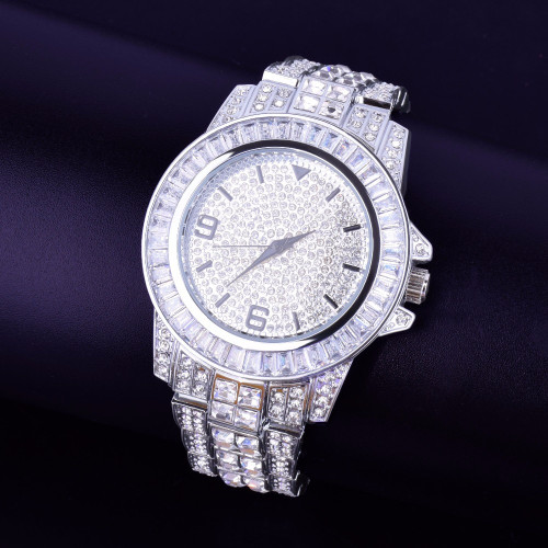 Silver Baguette Iced Bling Watch