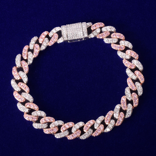 Rose Gold .925 Silver Miami Cut Cuban Link 10mm Hip Hop Micro Pave Stone Bracelet