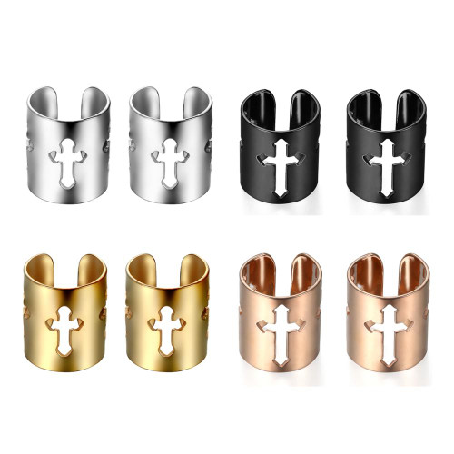 Unisex Gold Silver Black Rose Gold High Fashion 316 Stainless Steel Cross Cuff Earrings