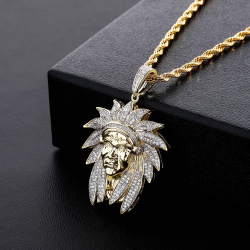 Bling Bling AAA Micro Pave The Chief Flooded Ice Hip Hop Pendant Chain Necklace