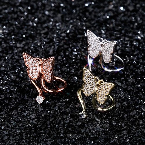 Ladies Flooded Ice Butterfly Fashion Adjustable Finger Nail Rings
