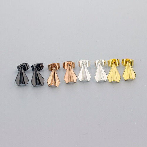 Stainless Steel Origami Paper Plane Fashion Stud Earrings