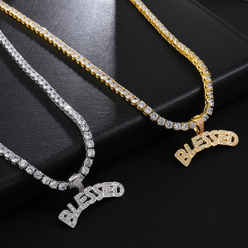  Flooded Ice 14k Gold 925 Silver Blessed Hip Hop Pendant Chain Necklace