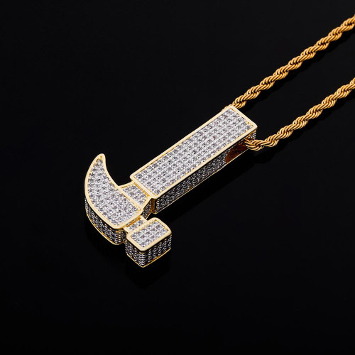 Flooded Ice True AAA+ Micro Pave 14k Gold Bling Hammer Hip Hop Pendant