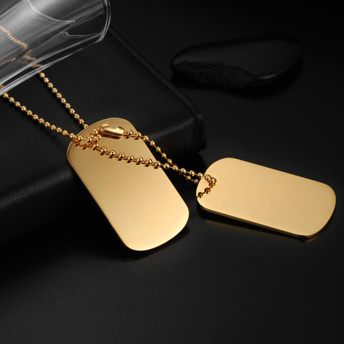Mens Hip Hop Clean Classic Army Military Stainless Steel Dog Tag Pendant Chain Necklaces